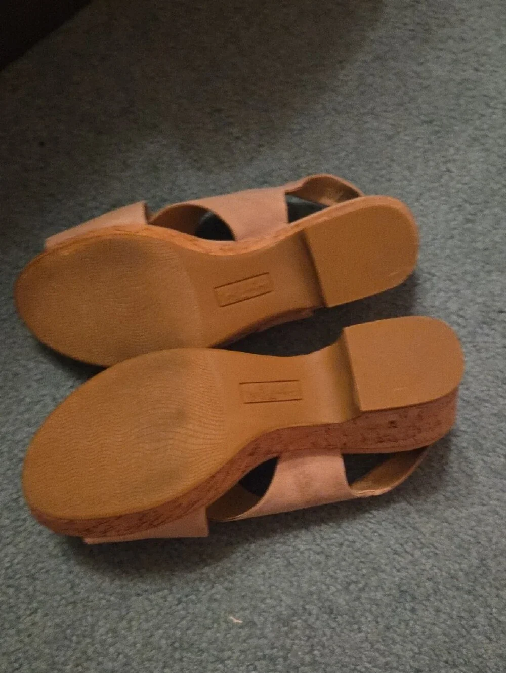 Suede Crisscross Cork Wedge Sandals - Tan